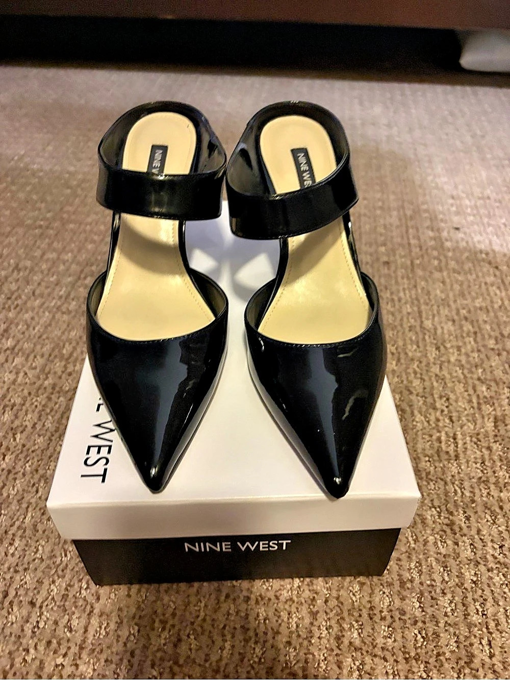 Nine West Pointed Toe Slingback 3 inch Heels in Black